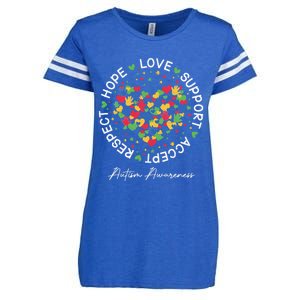 Autism Awareness Hope Love Support Accept Respect Enza Ladies Jersey Football T-Shirt