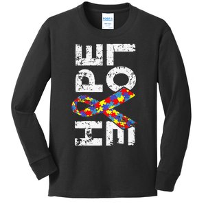 Autism Awareness Hope Love Puzzle Piece Ribbon Kids Long Sleeve Shirt