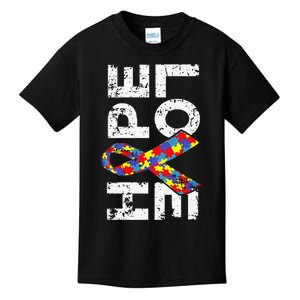 Autism Awareness Hope Love Puzzle Piece Ribbon Kids T-Shirt