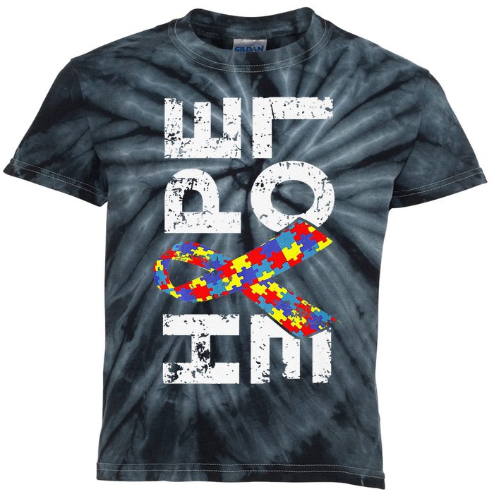 Autism Awareness Hope Love Puzzle Piece Ribbon Kids Tie-Dye T-Shirt