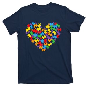 Autism Awareness Heart Valentine Day Puzzle Piece For Girl T-Shirt