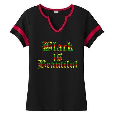 African American History Month Black Is Beautiful Gift Ladies Halftime Notch Neck Tee