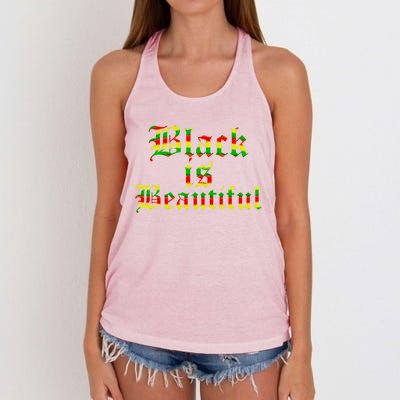 African American History Month Black Is Beautiful Gift Women's Knotted Racerback Tank