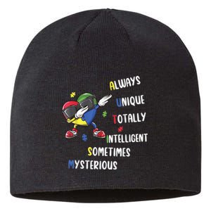 Autism Awareness Heart Dabbing Autism Always Unique Autism Awareness Acceptance Sustainable Beanie