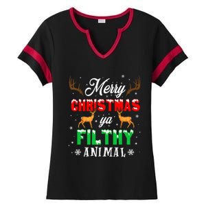 Alone At Home Movies Merry Christmas You Filty Animal Ladies Halftime Notch Neck Tee