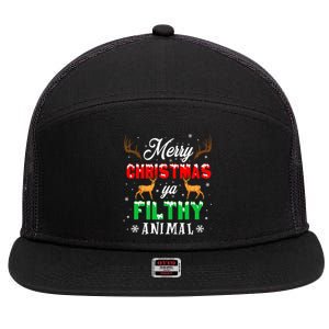 Alone At Home Movies Merry Christmas You Filty Animal 7 Panel Mesh Trucker Snapback Hat