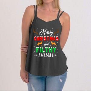 Alone At Home Movies Merry Christmas You Filty Animal Women's Strappy Tank