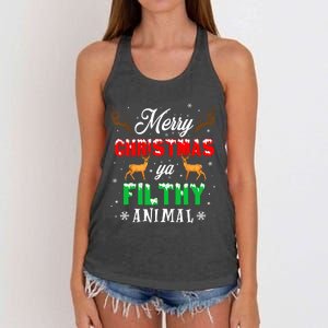 Alone At Home Movies Merry Christmas You Filty Animal Women's Knotted Racerback Tank