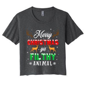 Alone At Home Movies Merry Christmas You Filty Animal Women's Crop Top Tee