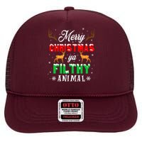 Alone At Home Movies Merry Christmas You Filty Animal High Crown Mesh Back Trucker Hat