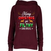 Alone At Home Movies Merry Christmas You Filty Animal Womens Funnel Neck Pullover Hood