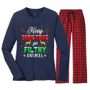 Alone At Home Movies Merry Christmas You Filty Animal Women's Long Sleeve Flannel Pajama Set 