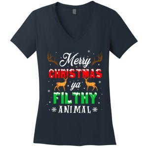 Alone At Home Movies Merry Christmas You Filty Animal Women's V-Neck T-Shirt