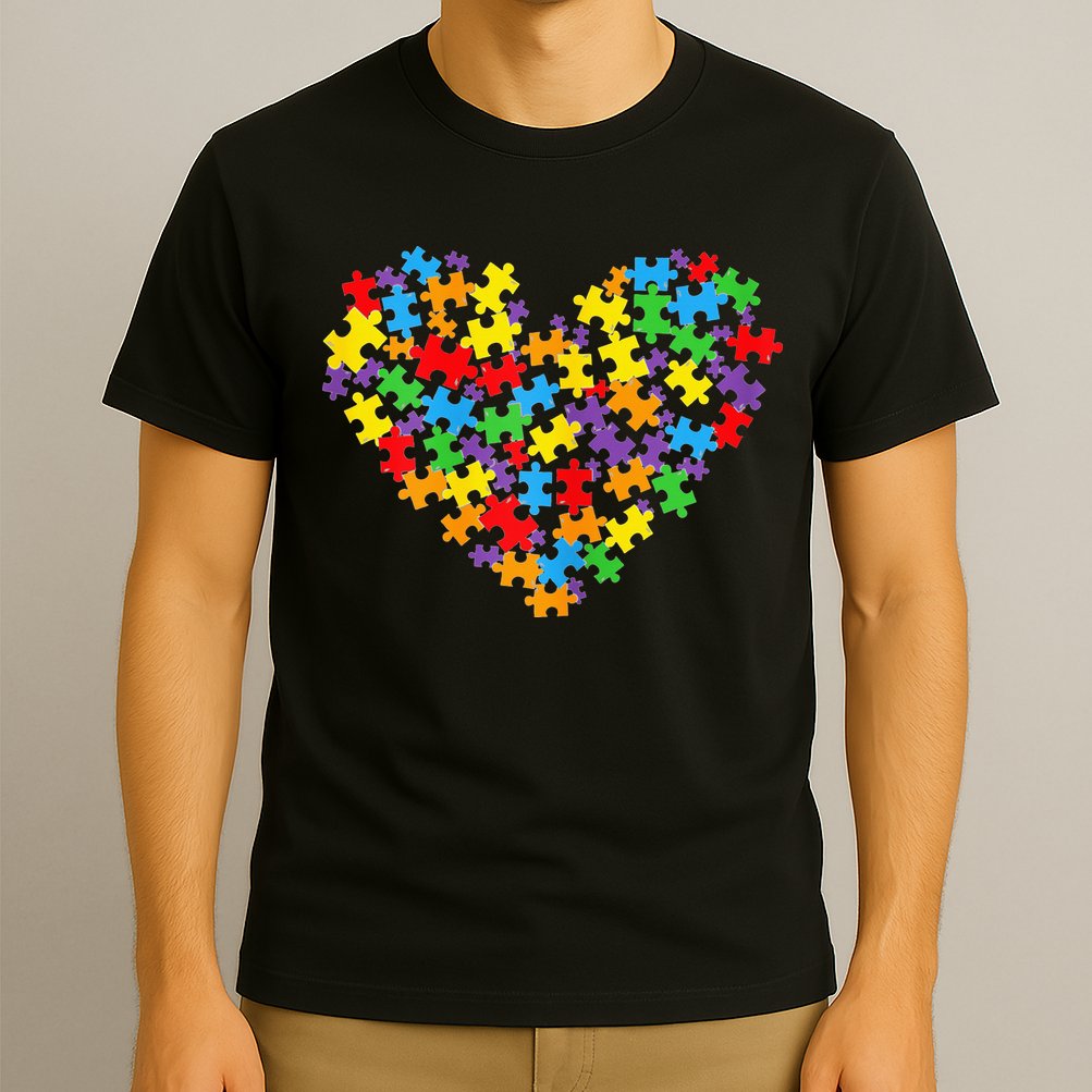 Autism Awareness Heart Valentine Day Puzzle Piece T-Shirt