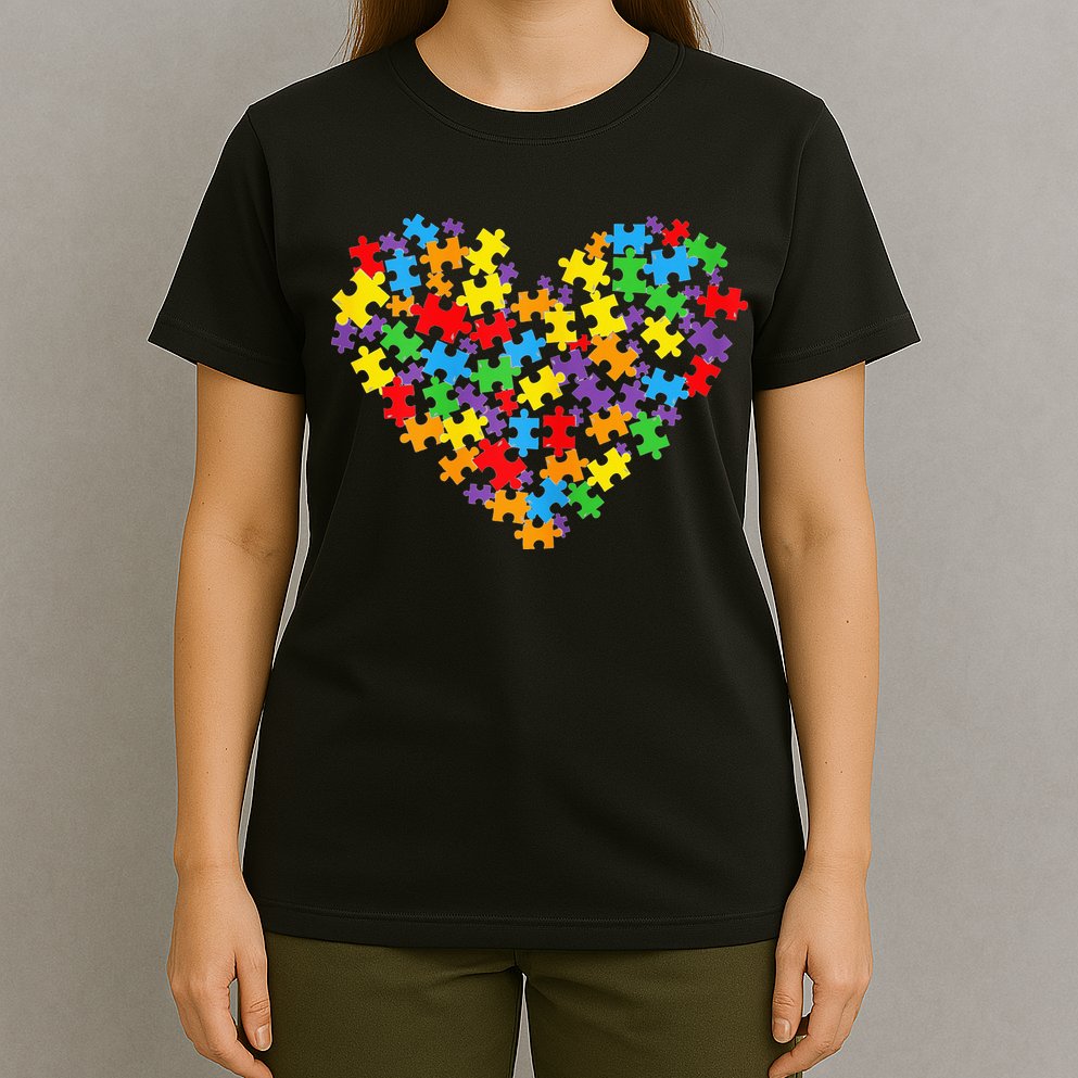 Autism Awareness Heart Valentine Day Puzzle Piece T-Shirt