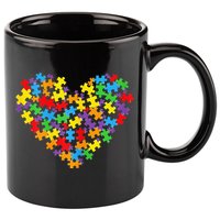 Autism Awareness Heart Valentine Day Puzzle Piece 11oz C Handle Ceramic Mug
