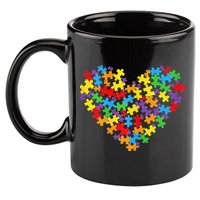 Autism Awareness Heart Valentine Day Puzzle Piece 11oz C Handle Ceramic Mug