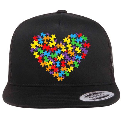 Autism Awareness Heart Valentine Day Puzzle Piece Flatbill Hat