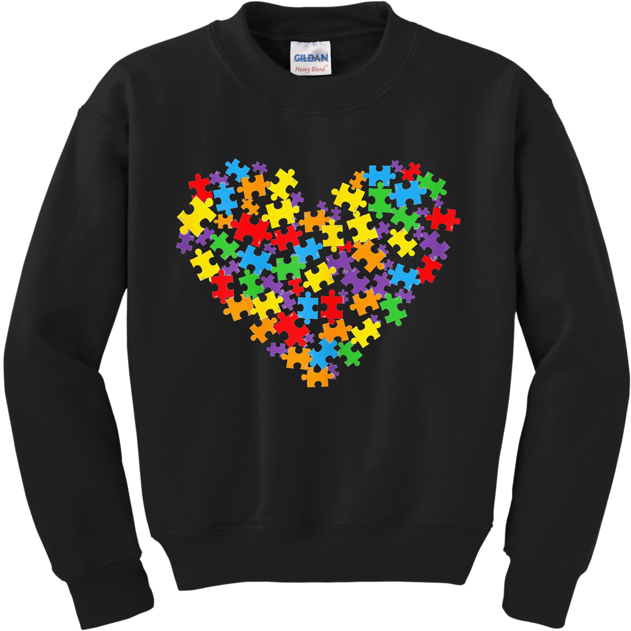 Autism Awareness Heart Valentine Day Puzzle Piece Kids Sweatshirt