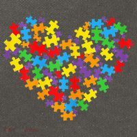 Autism Awareness Heart Valentine Day Puzzle Piece Cotton Canvas Backpack