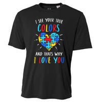 Autism Awareness Heart I See Your True Colors Puzzle Piece Cooling Performance Crew T-Shirt