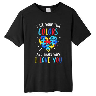 Autism Awareness Heart I See Your True Colors Puzzle Piece Tall Fusion ChromaSoft Performance T-Shirt