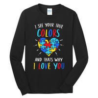 Autism Awareness Heart I See Your True Colors Puzzle Piece Tall Long Sleeve T-Shirt