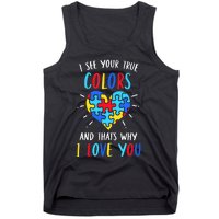 Autism Awareness Heart I See Your True Colors Puzzle Piece Tank Top