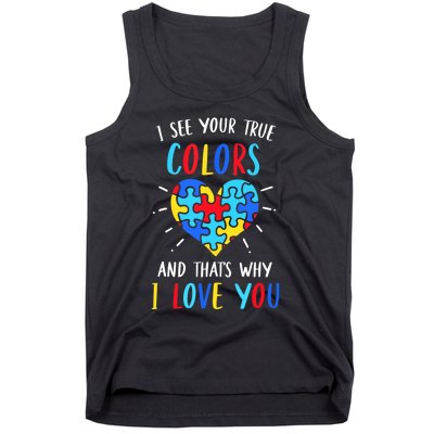 Autism Awareness Heart I See Your True Colors Puzzle Piece Tank Top