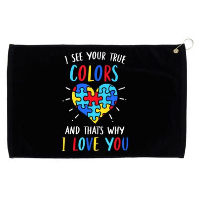 Autism Awareness Heart I See Your True Colors Puzzle Piece Grommeted Golf Towel