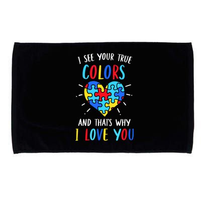 Autism Awareness Heart I See Your True Colors Puzzle Piece Microfiber Hand Towel