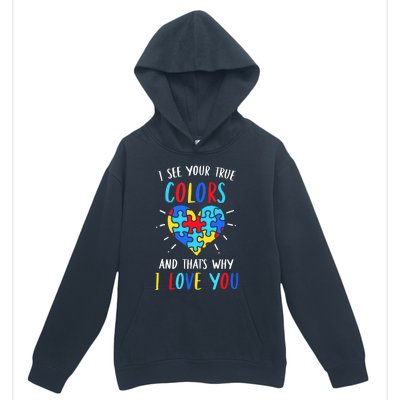 Autism Awareness Heart I See Your True Colors Puzzle Piece Urban Pullover Hoodie