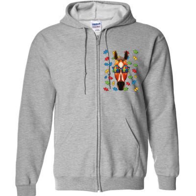 Autism Awareness Horse Puzzle Sunglasses Autistic Full Zip Hoodie