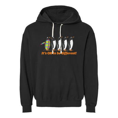 Autism Awareness Hoodie It's OK To Be Different Penguin Garment-Dyed Fleece Hoodie