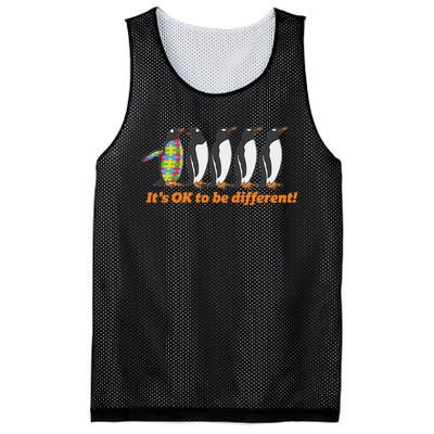 Autism Awareness Hoodie It's OK To Be Different Penguin Mesh Reversible Basketball Jersey Tank