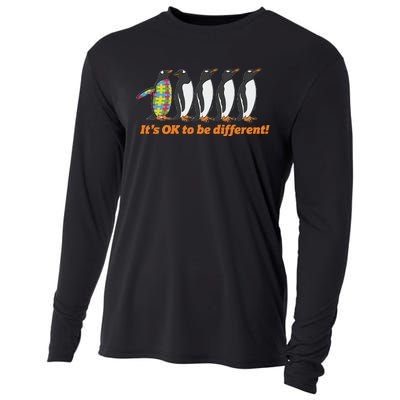 Autism Awareness Hoodie It's OK To Be Different Penguin Cooling Performance Long Sleeve Crew