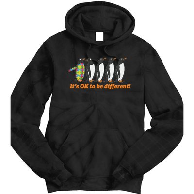 Autism Awareness Hoodie It's OK To Be Different Penguin Tie Dye Hoodie