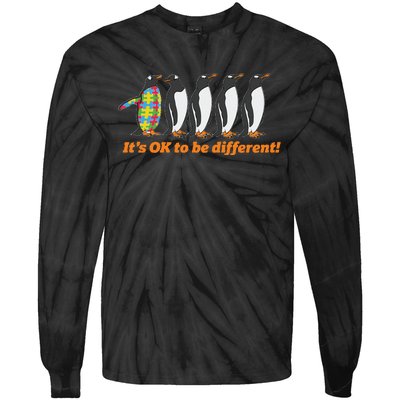 Autism Awareness Hoodie It's OK To Be Different Penguin Tie-Dye Long Sleeve Shirt