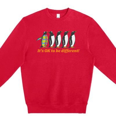 Autism Awareness Hoodie It's OK To Be Different Penguin Premium Crewneck Sweatshirt