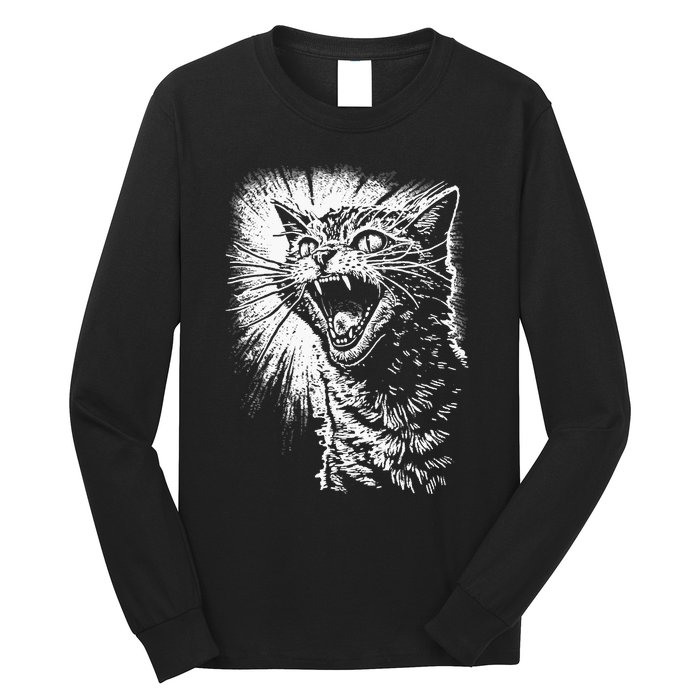 Angry Aggressive Hissing Cat Ready To Attack Long Sleeve Shirt