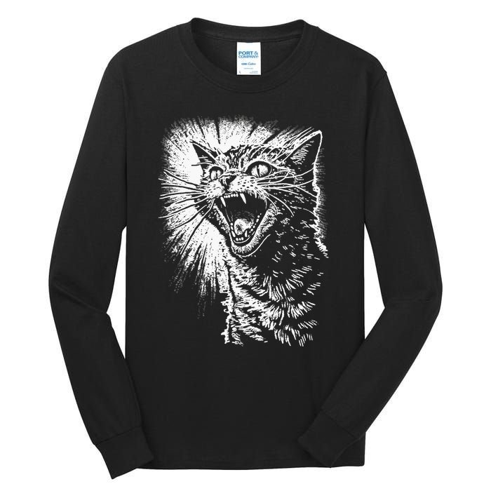 Angry Aggressive Hissing Cat Ready To Attack Tall Long Sleeve T-Shirt