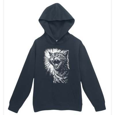 Angry Aggressive Hissing Cat Ready To Attack Urban Pullover Hoodie