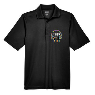 Autism Awareness Headphones ItS Ok To Be Different Men's Origin Performance Pique Polo