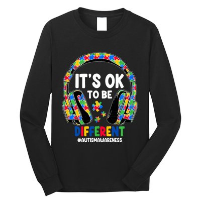 Autism Awareness Headphones ItS Ok To Be Different Long Sleeve Shirt