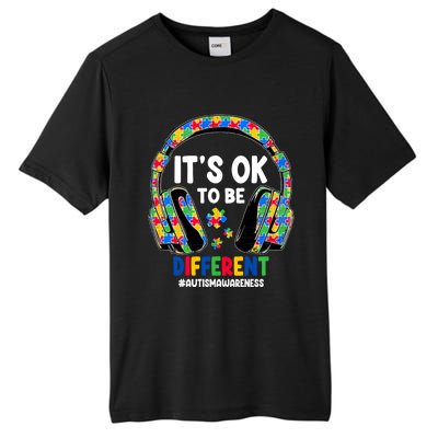 Autism Awareness Headphones ItS Ok To Be Different Tall Fusion ChromaSoft Performance T-Shirt