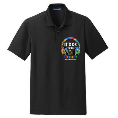 Autism Awareness Headphones ItS Ok To Be Different Dry Zone Grid Polo