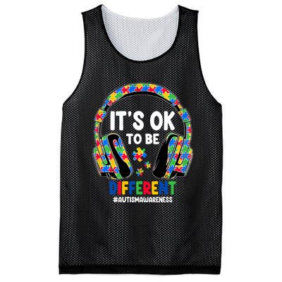 Autism Awareness Headphones ItS Ok To Be Different Mesh Reversible Basketball Jersey Tank