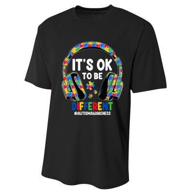 Autism Awareness Headphones ItS Ok To Be Different Performance Sprint T-Shirt