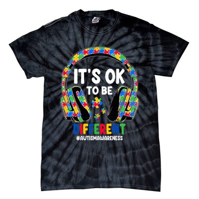 Autism Awareness Headphones ItS Ok To Be Different Tie-Dye T-Shirt