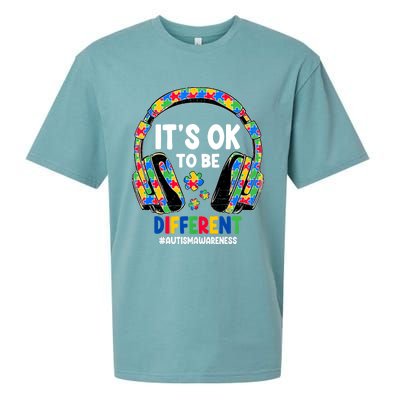 Autism Awareness Headphones ItS Ok To Be Different Sueded Cloud Jersey T-Shirt